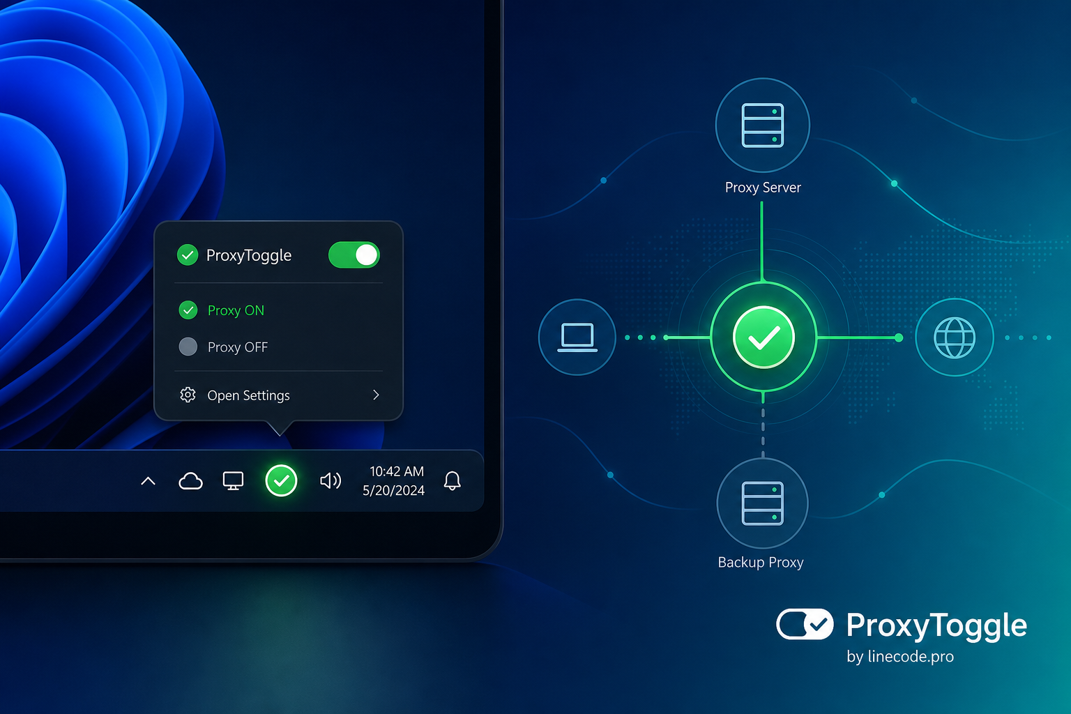 Off ❎️on✅️  ProxyToggle — переключатель прокси Windows